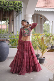 Women’s Bandhani Print Lehenga Choli with Kutchi Patchwork