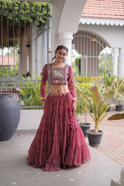 Women’s Bandhani Print Lehenga Choli with Kutchi Patchwork