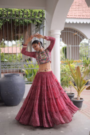 Women’s Bandhani Print Lehenga Choli with Kutchi Patchwork