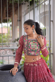 Women’s Bandhani Print Lehenga Choli with Kutchi Patchwork