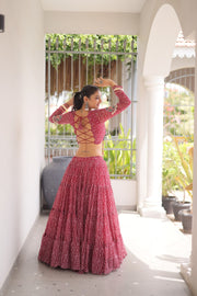 Women’s Bandhani Print Lehenga Choli with Kutchi Patchwork