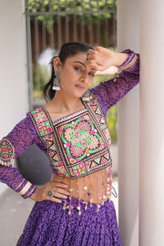 Women’s Bandhani Print Lehenga Choli with Kutchi Patchwork