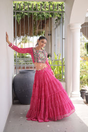 Women’s Bandhani Print Lehenga Choli with Kutchi Patchwork