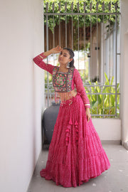 Women’s Bandhani Print Lehenga Choli with Kutchi Patchwork