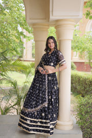 Women’s Floral Printed Lehenga Choli with Dupatta, Stitched Traditional Ethnic Wear