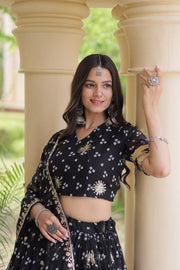 Women’s Floral Printed Lehenga Choli with Dupatta, Stitched Traditional Ethnic Wear