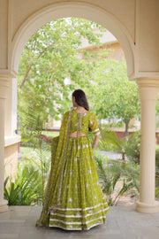 Women’s Floral Printed Lehenga Choli with Dupatta, Stitched Traditional Ethnic Wear