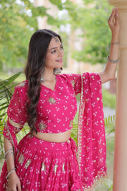 Women’s Floral Printed Lehenga Choli with Dupatta, Stitched Traditional Ethnic Wear