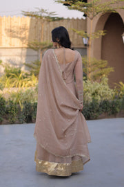Women’s Anarkali Gown with Mirror Lace work Border and Matching Dupatta