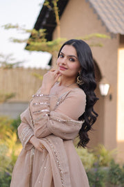 Women’s Anarkali Gown with Mirror Lace work Border and Matching Dupatta