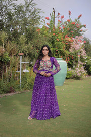 Women’s Bandhani Print Faux Georgette Gown with Kutchi Patchwork