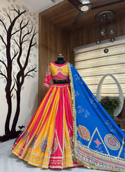 Women’s Yellow Gujarati Navratri Lehenga Choli with Designer Dupatta