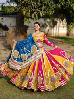 Women’s Yellow Gujarati Navratri Lehenga Choli with Designer Dupatta