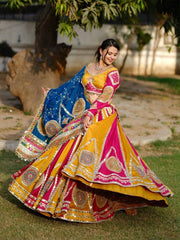 Women’s Yellow Gujarati Navratri Lehenga Choli with Designer Dupatta