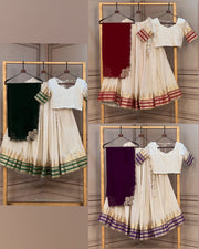Women’s Traditional Lehenga Choli Set with Gold Lace & Embroidered Border Outfit