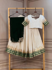 Women’s Traditional Lehenga Choli Set with Gold Lace & Embroidered Border Outfit