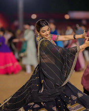 Women’s Black Gold Gujarati Navratri Lehenga Choli