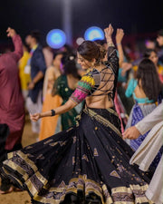 Women’s Black Gold Gujarati Navratri Lehenga Choli