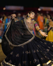 Women’s Black Gold Gujarati Navratri Lehenga Choli