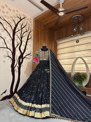 Women’s Black Gold Gujarati Navratri Lehenga Choli