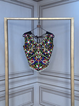 Women’s Traditional Kutchi Work Blouse with Multicolor Embroidery