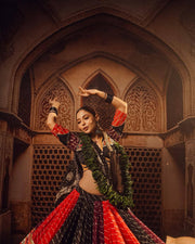 Women’s Red Gujarati Garba Lehenga Choli For Women