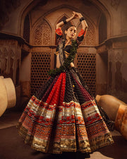 Women’s Red Gujarati Garba Lehenga Choli For Women