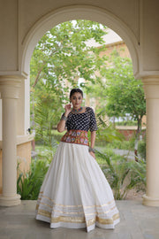 Women’s Cotton Gota Work Lehenga Choli Set, Full Stitched