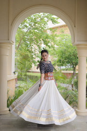 Women’s Cotton Gota Work Lehenga Choli Set, Full Stitched
