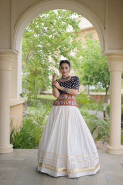 Women’s Cotton Gota Work Lehenga Choli Set, Full Stitched