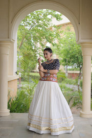 Women’s Cotton Gota Work Lehenga Choli Set, Full Stitched