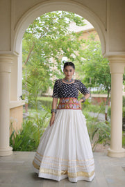 Women’s Cotton Gota Work Lehenga Choli Set, Full Stitched
