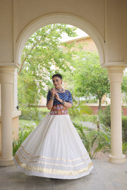 Women’s Cotton Gota Work Lehenga Choli Set, Full Stitched