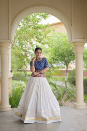 Women’s Cotton Gota Work Lehenga Choli Set, Full Stitched