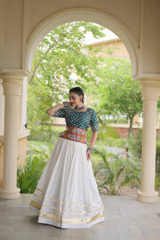 Women’s Cotton Gota Work Lehenga Choli Set, Full Stitched