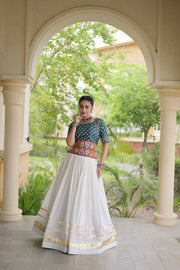 Women’s Cotton Gota Work Lehenga Choli Set, Full Stitched