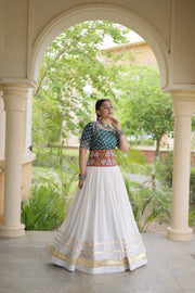 Women’s Cotton Gota Work Lehenga Choli Set, Full Stitched