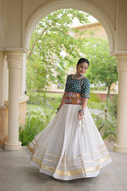 Women’s Cotton Gota Work Lehenga Choli Set, Full Stitched