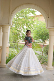 Women’s Cotton Gota Work Lehenga Choli Set, Full Stitched