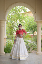 Women’s Cotton Gota Work Lehenga Choli Set, Full Stitched
