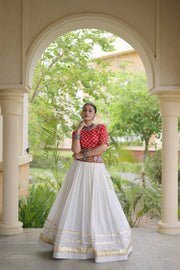Women’s Cotton Gota Work Lehenga Choli Set, Full Stitched