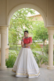 Women’s Cotton Gota Work Lehenga Choli Set, Full Stitched