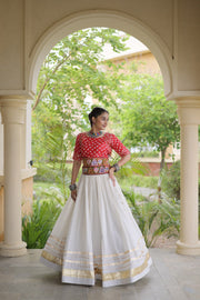Women’s Cotton Gota Work Lehenga Choli Set, Full Stitched