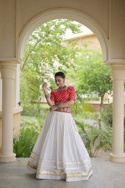 Women’s Cotton Gota Work Lehenga Choli Set, Full Stitched