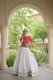 Women’s Cotton Gota Work Lehenga Choli Set, Full Stitched