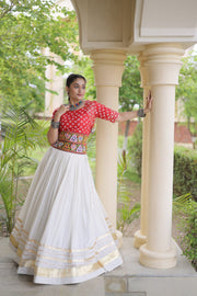 Women’s Cotton Gota Work Lehenga Choli Set, Full Stitched