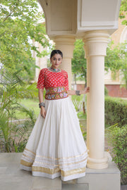 Women’s Cotton Gota Work Lehenga Choli Set, Full Stitched
