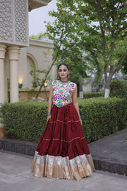 Women’s Rayon Lehenga with Kutchi Work Blouse