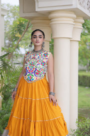 Women’s Rayon Lehenga with Kutchi Work Blouse