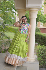Women’s Rayon Lehenga with Kutchi Work Blouse